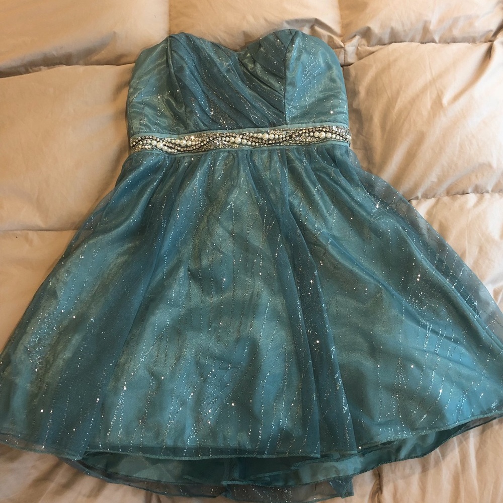 Blue Sparkle Homecoming Dress